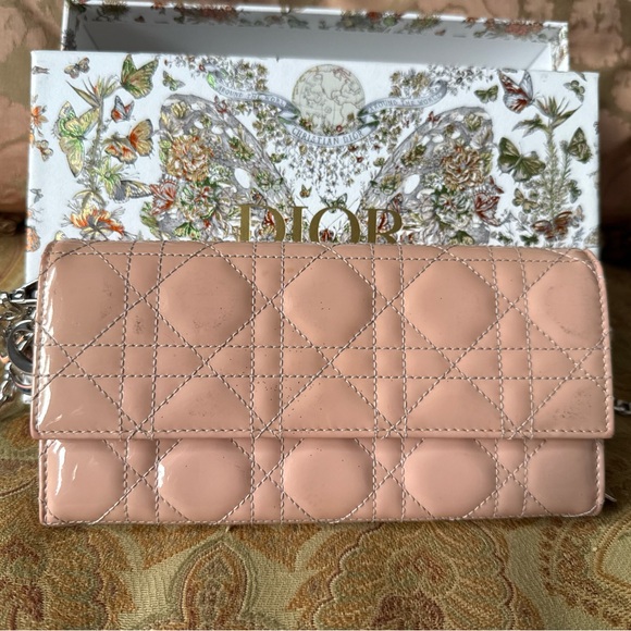 Dior Handbags - Christian Dior Cannage Patent Leather Chain Wallet Authentic